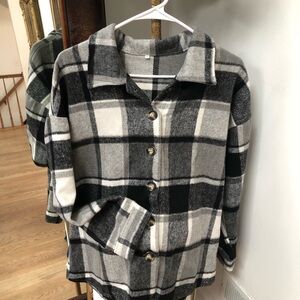 Plaid Women's Jacket - Black and Gray